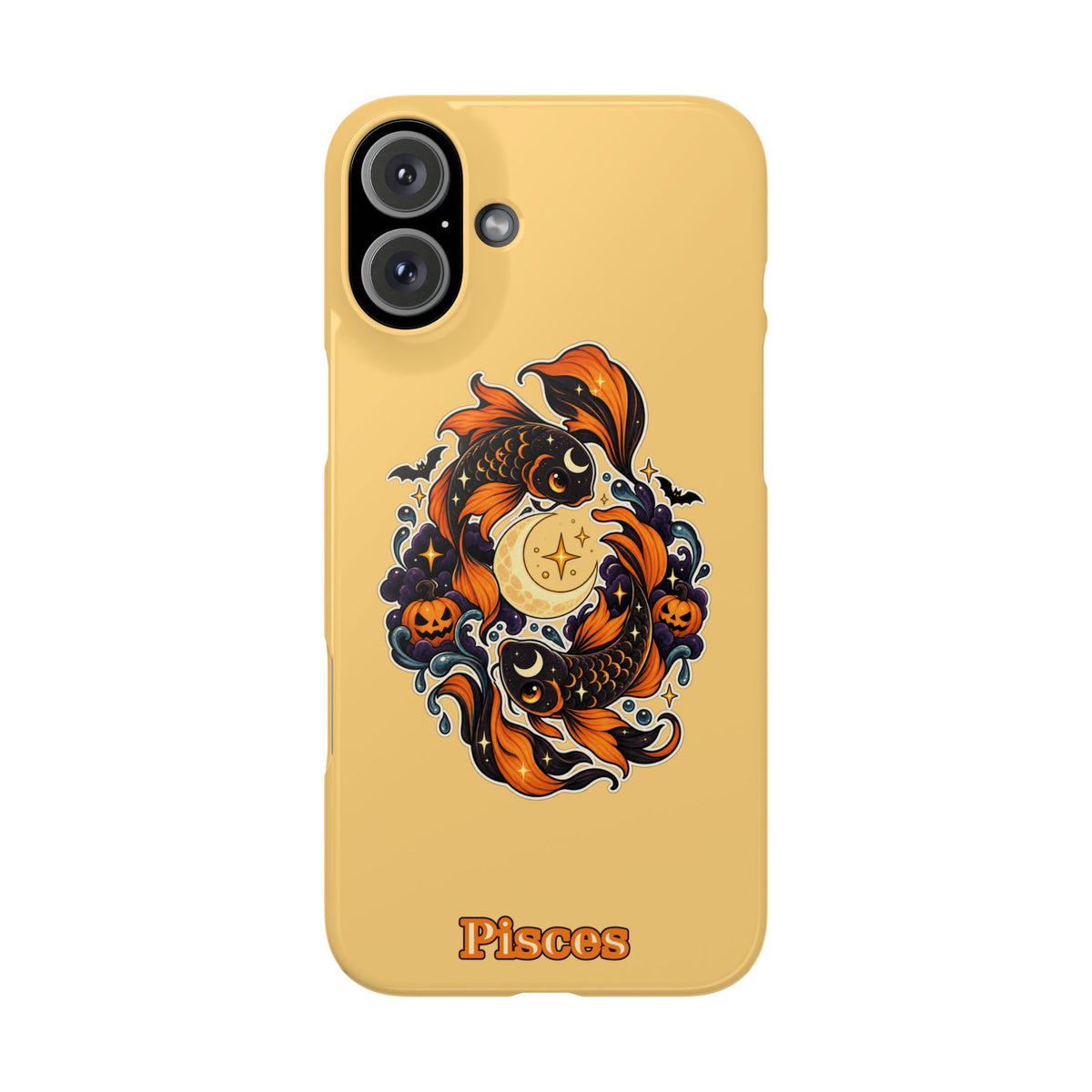 Pisces Koi Moon Slim Phone Case — Halloween Zodiac Fish Design