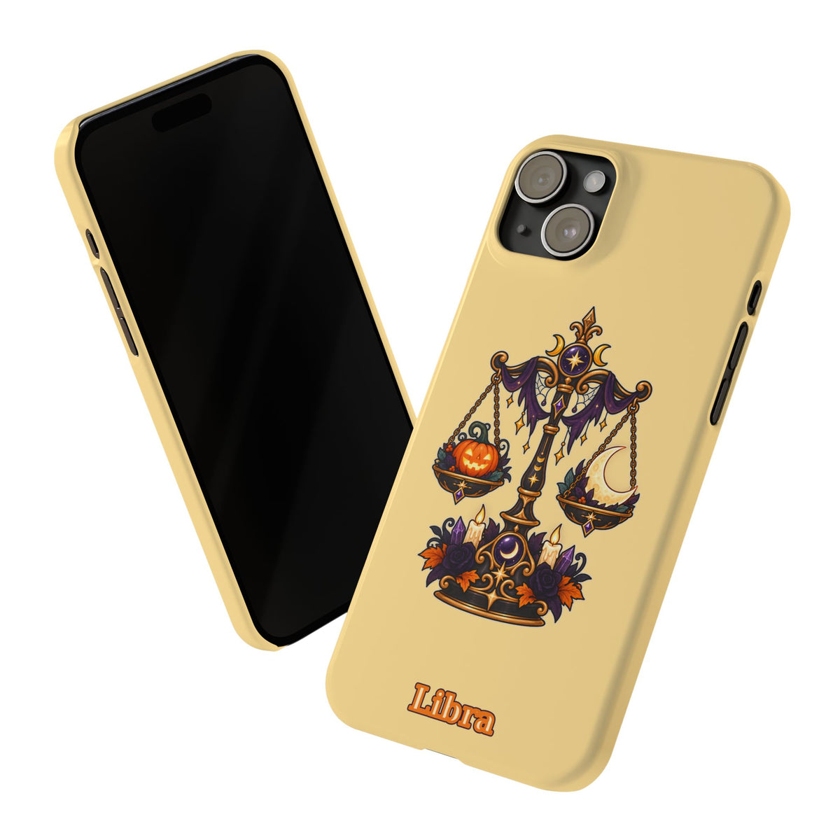 Libra Halloween Slim Phone Case — Pumpkin & Moon Scales Zodiac Design
