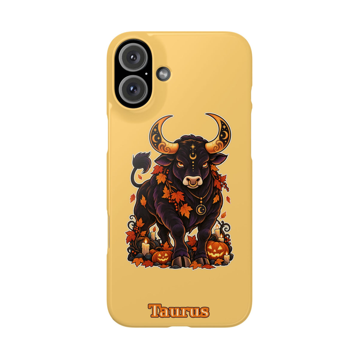 Taurus Slim Phone Case — Autumn Halloween Zodiac Bull Design