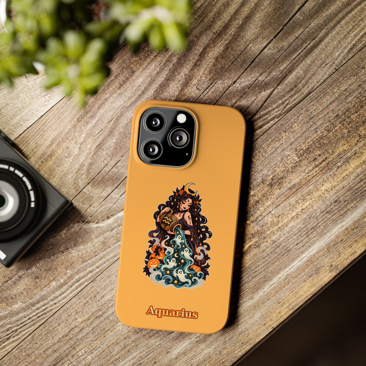 Aquarius Zodiac Slim Phone Case — Water-Bearer Halloween Astrology Design