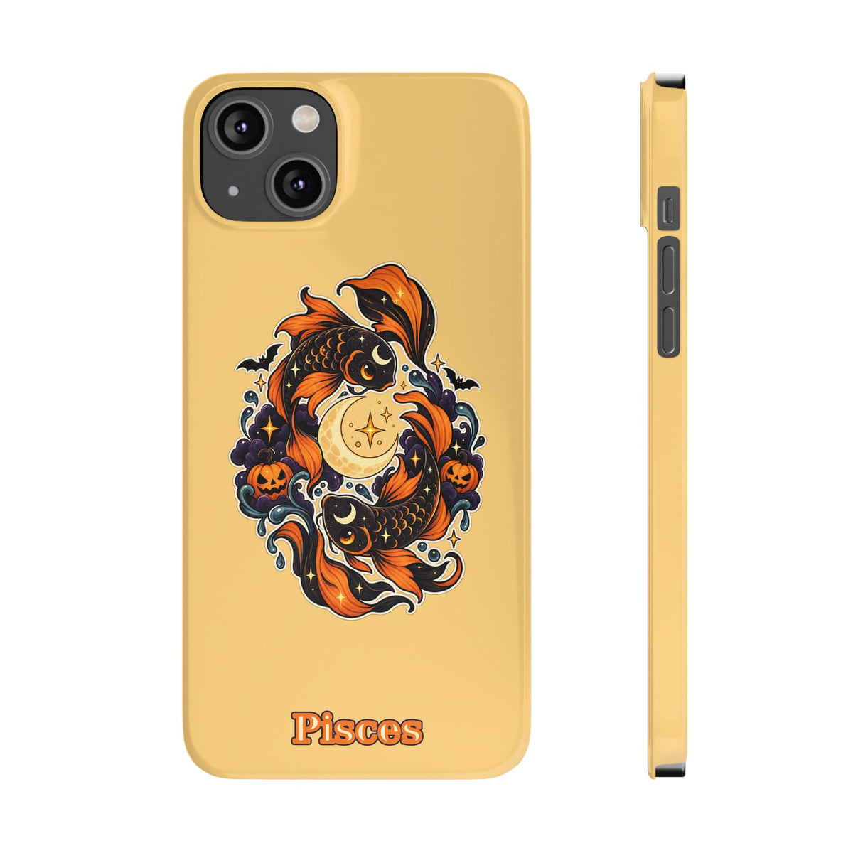 Pisces Koi Moon Slim Phone Case — Halloween Zodiac Fish Design