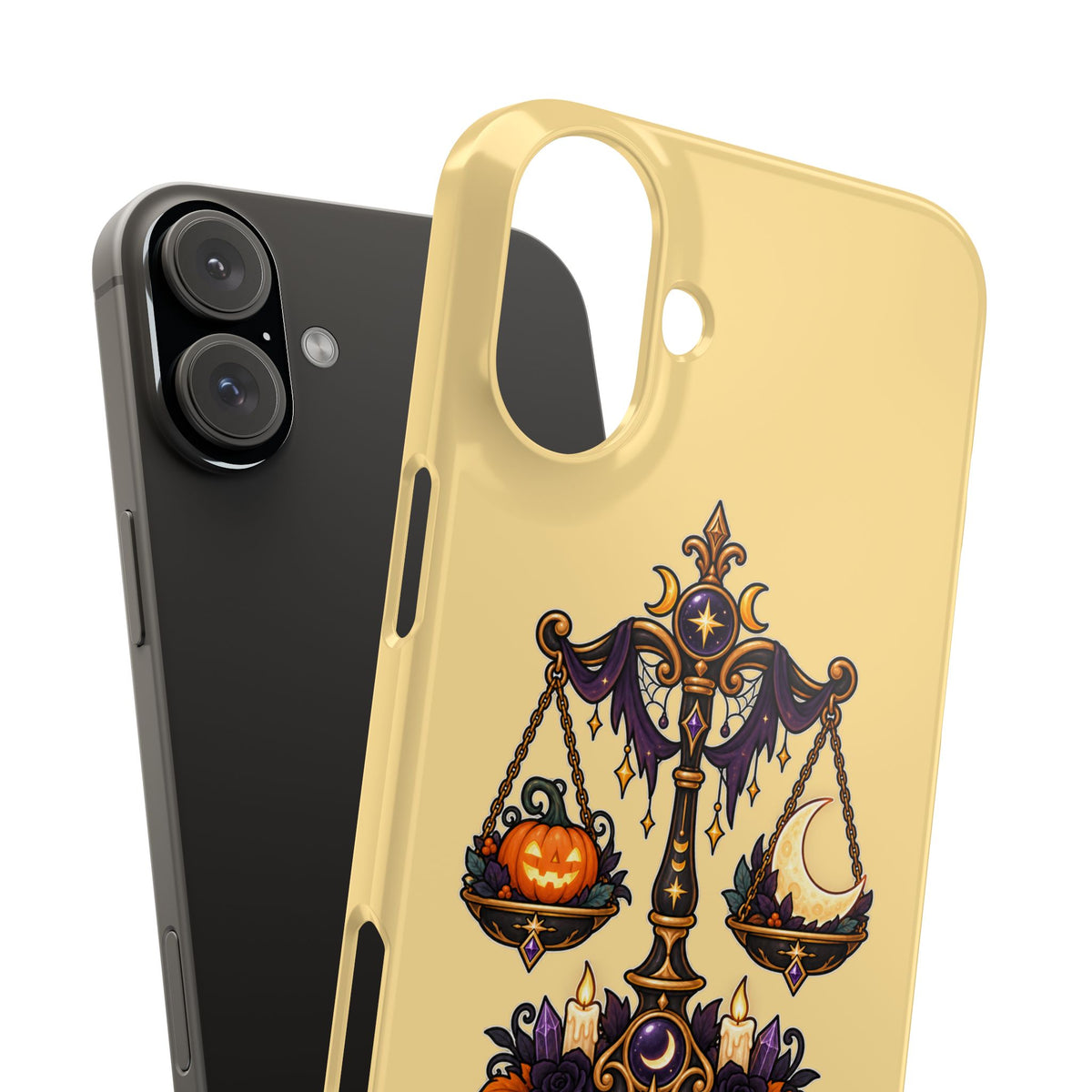 Libra Halloween Slim Phone Case — Pumpkin & Moon Scales Zodiac Design