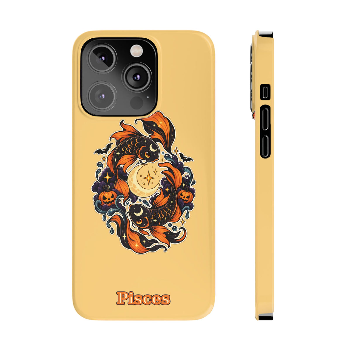 Pisces Koi Moon Slim Phone Case — Halloween Zodiac Fish Design