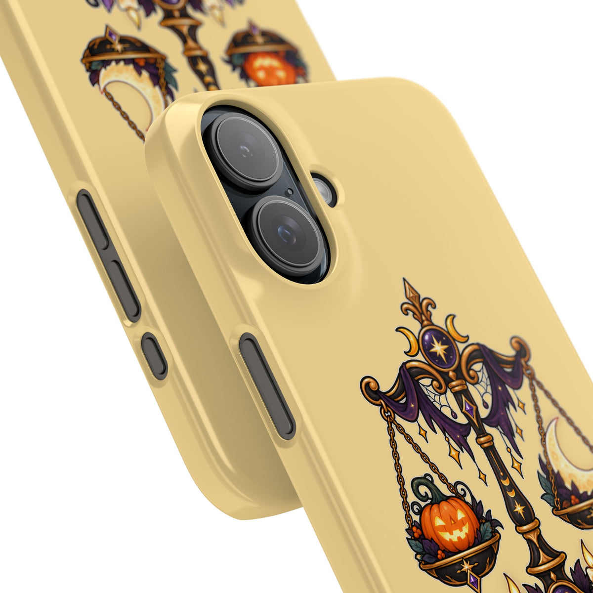 Libra Halloween Slim Phone Case — Pumpkin & Moon Scales Zodiac Design