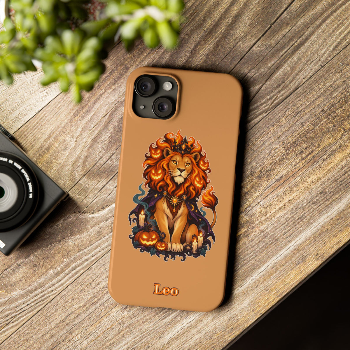 Leo Zodiac Slim Phone Case — Halloween Lion Astrology Design