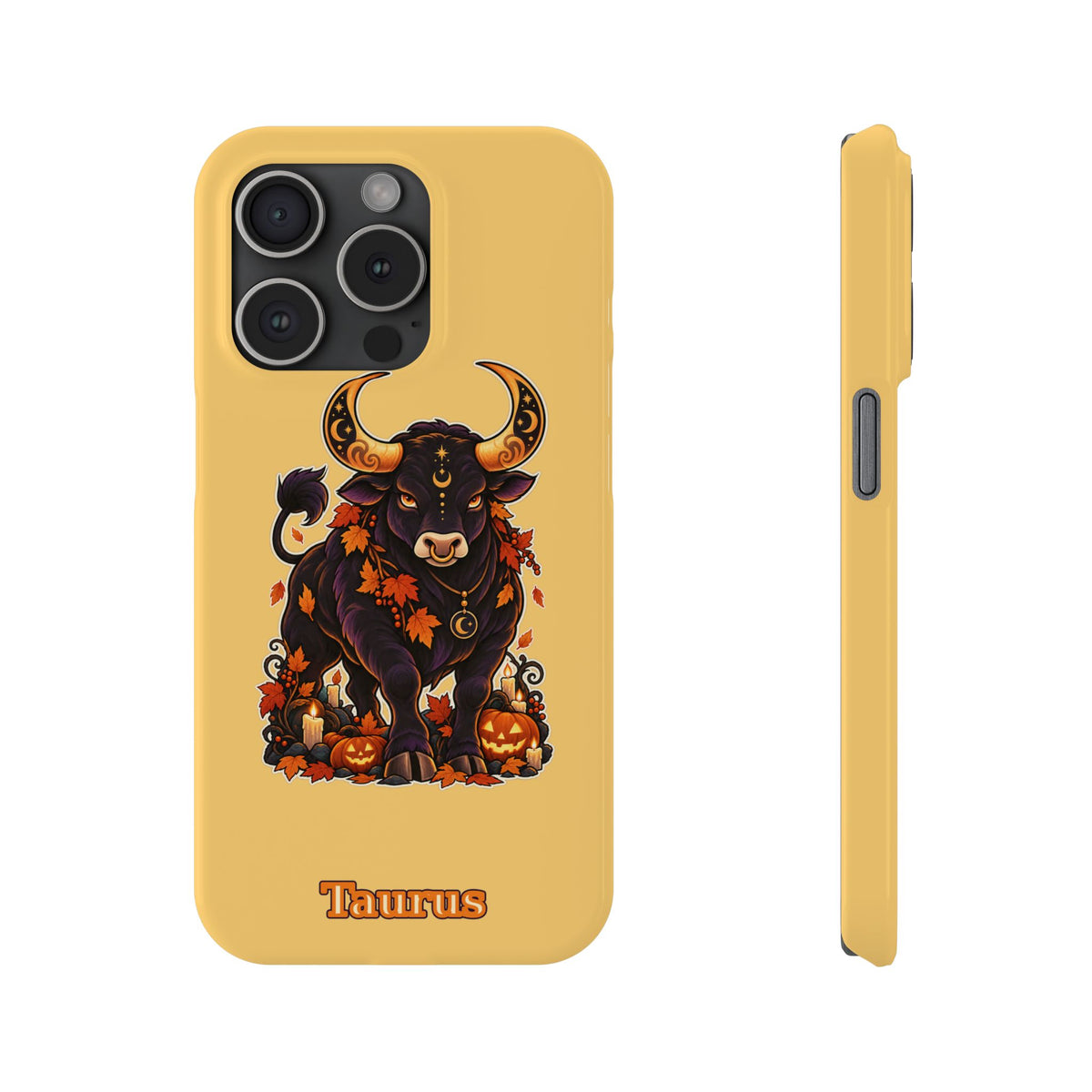 Taurus Slim Phone Case — Autumn Halloween Zodiac Bull Design