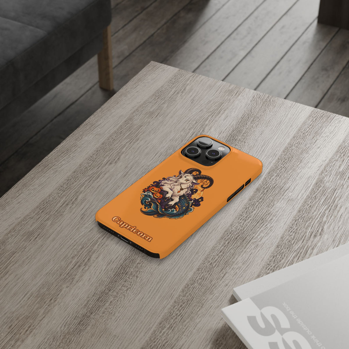 Capricorn Halloween Slim Phone Case — Zodiac Sea-Goat Pumpkin Design