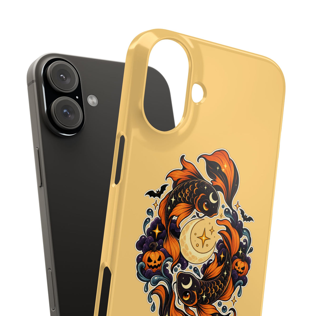 Pisces Koi Moon Slim Phone Case — Halloween Zodiac Fish Design