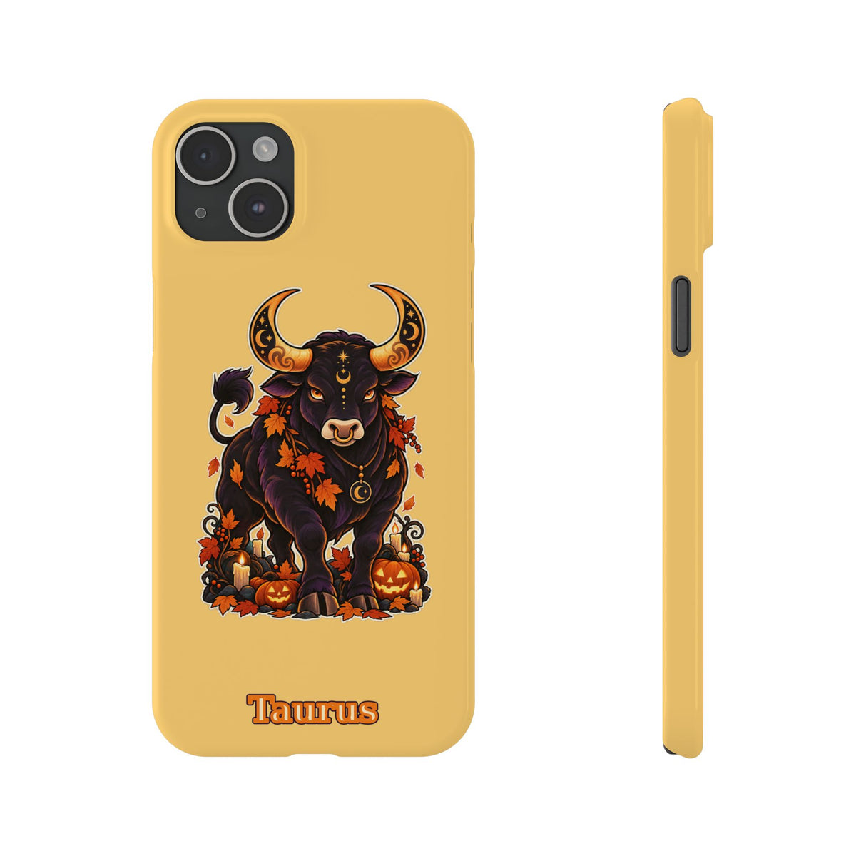 Taurus Slim Phone Case — Autumn Halloween Zodiac Bull Design