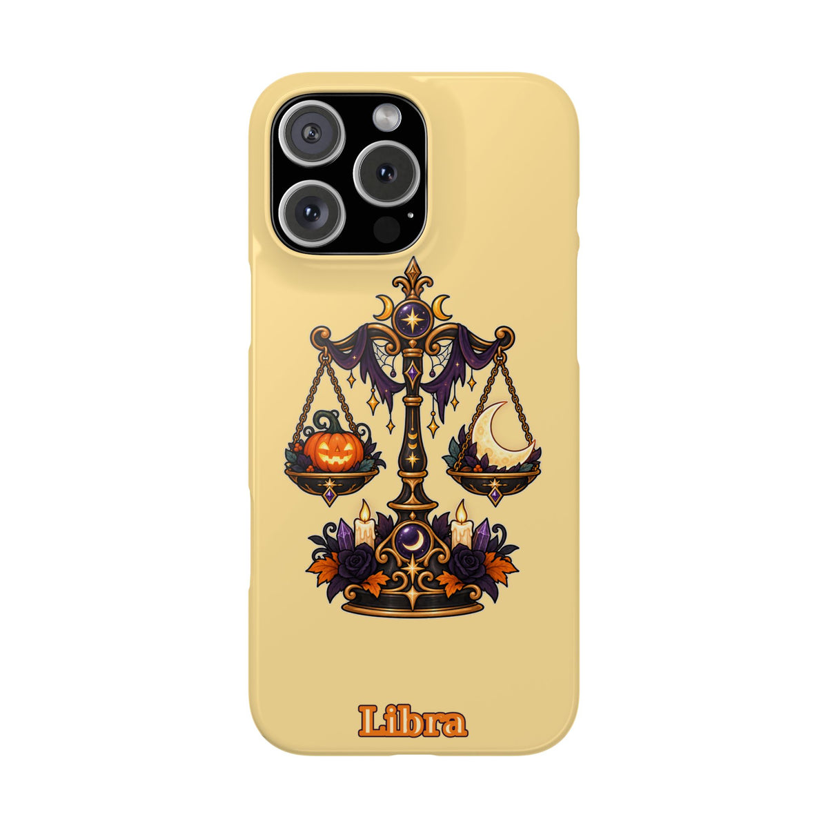 Libra Halloween Slim Phone Case — Pumpkin & Moon Scales Zodiac Design