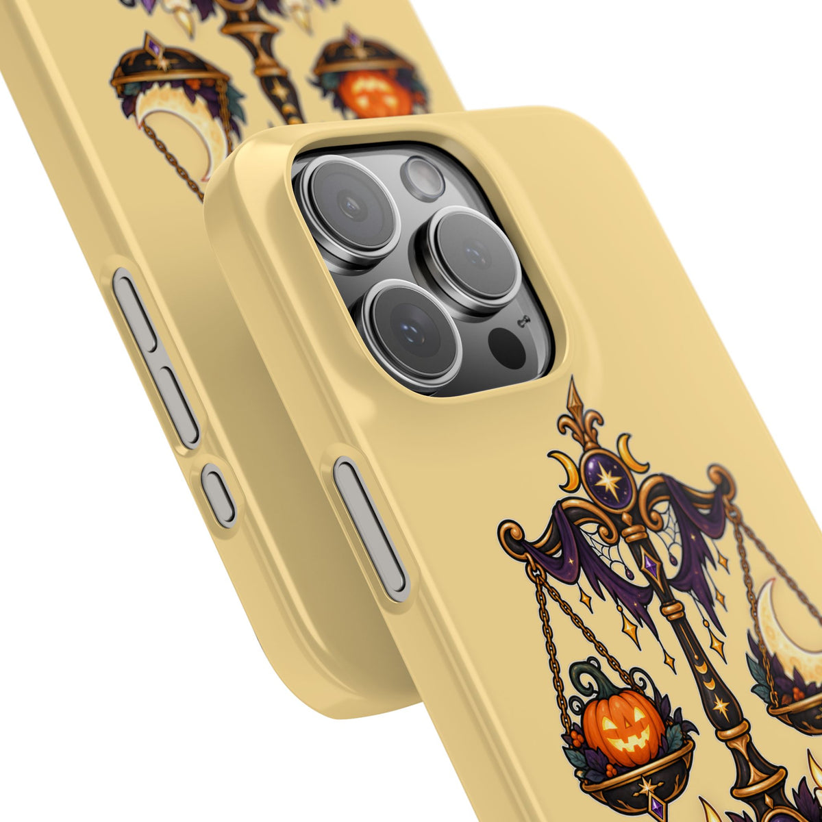 Libra Halloween Slim Phone Case — Pumpkin & Moon Scales Zodiac Design