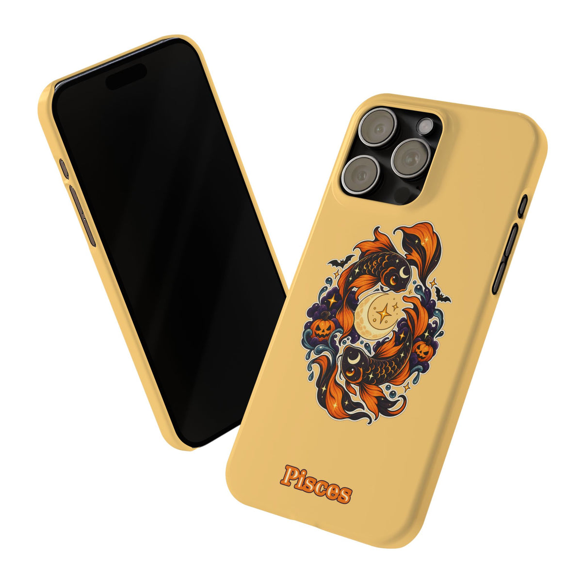 Pisces Koi Moon Slim Phone Case — Halloween Zodiac Fish Design