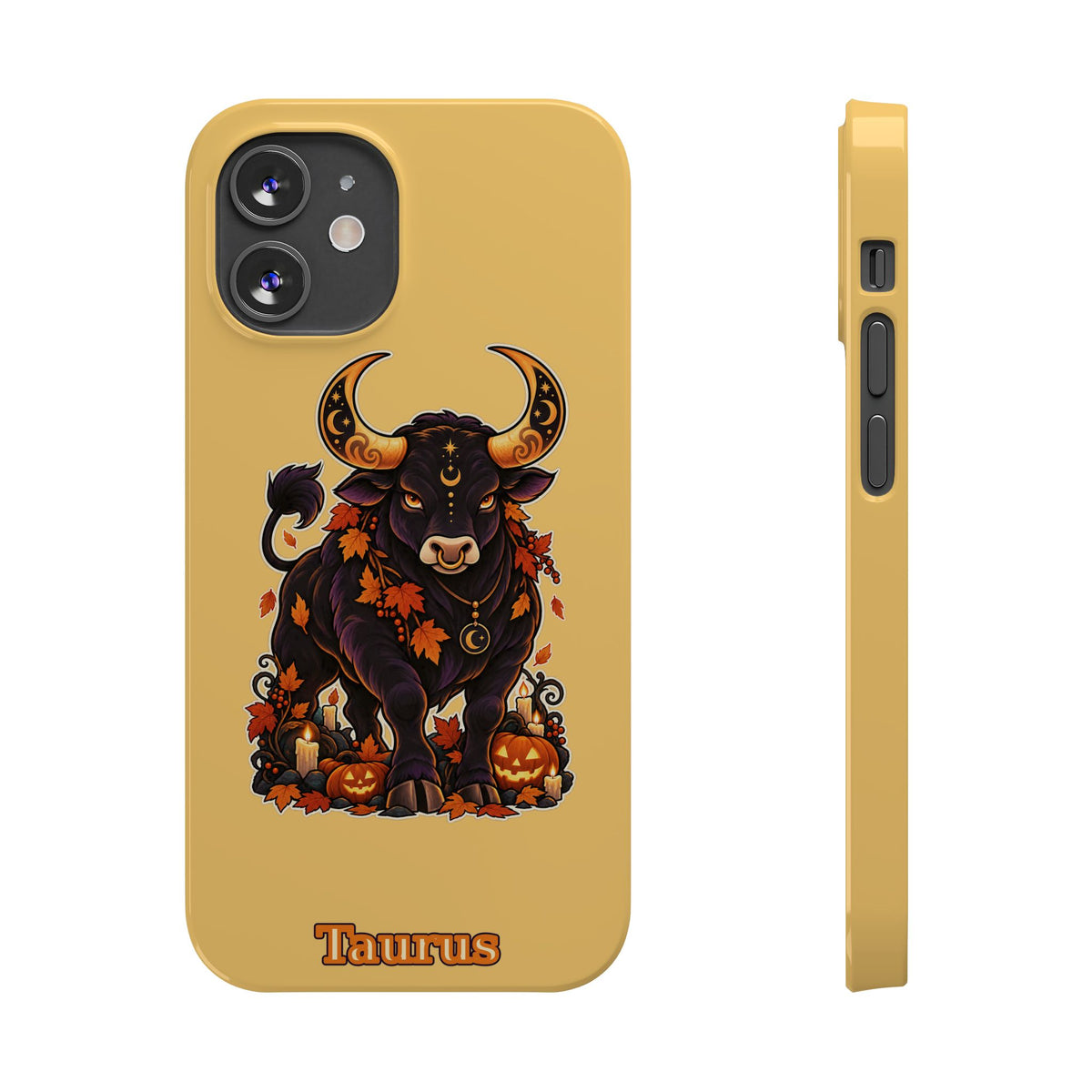 Taurus Slim Phone Case — Autumn Halloween Zodiac Bull Design
