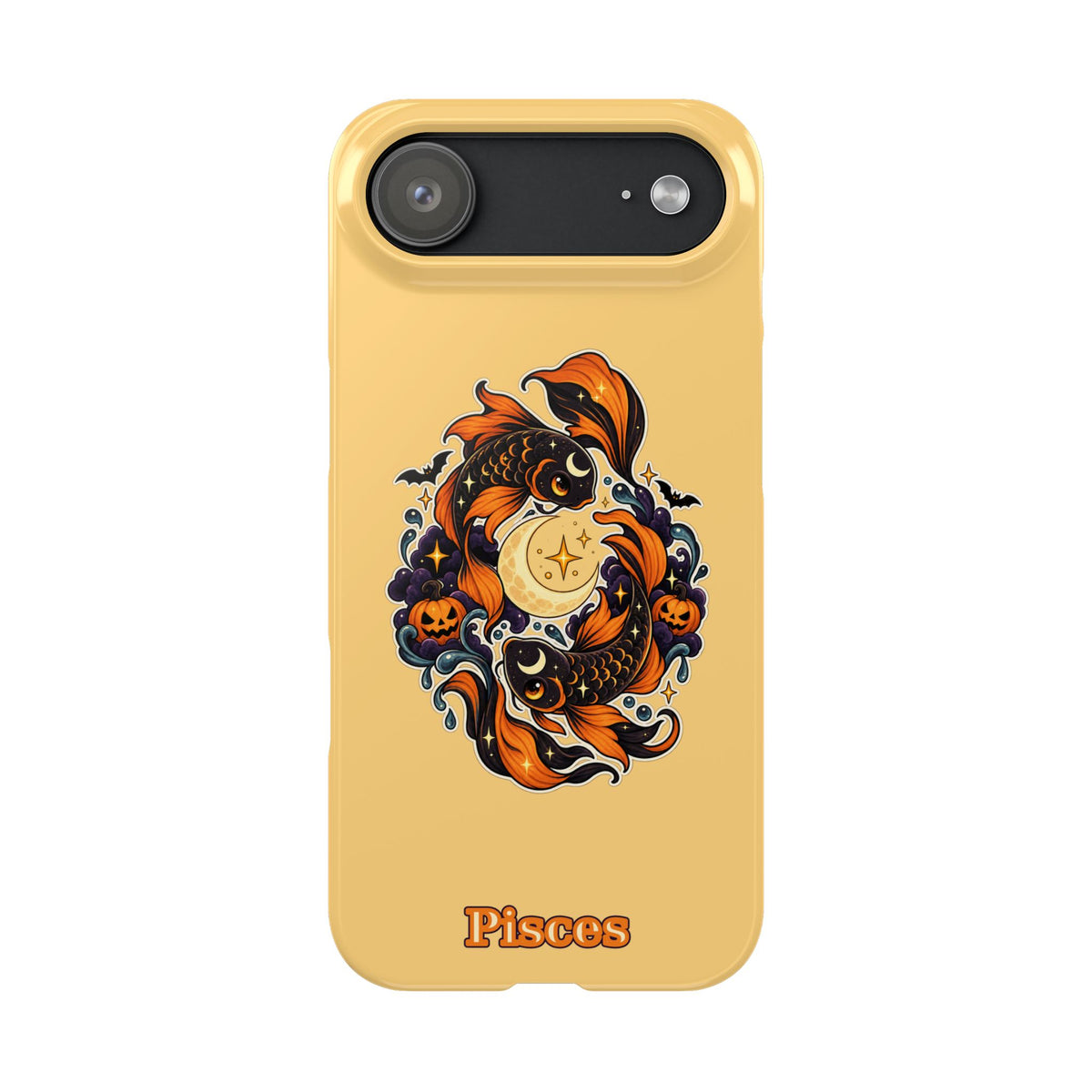 Pisces Koi Moon Slim Phone Case — Halloween Zodiac Fish Design