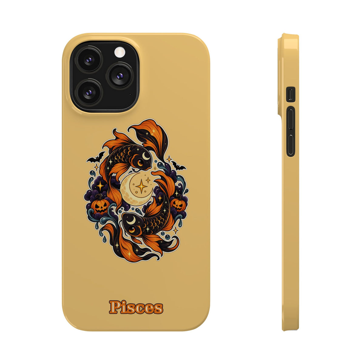Pisces Koi Moon Slim Phone Case — Halloween Zodiac Fish Design
