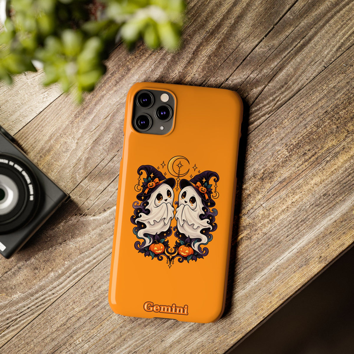 Gemini Halloween Slim Phone Case — Cute Twin Ghost Zodiac Design