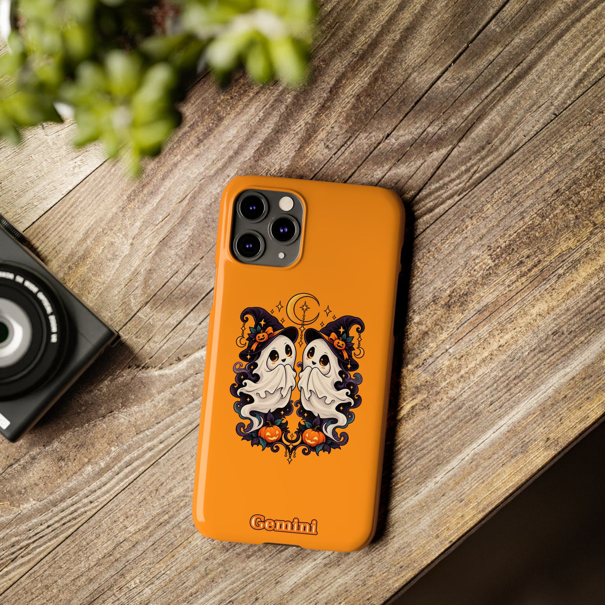 Gemini Halloween Slim Phone Case — Cute Twin Ghost Zodiac Design
