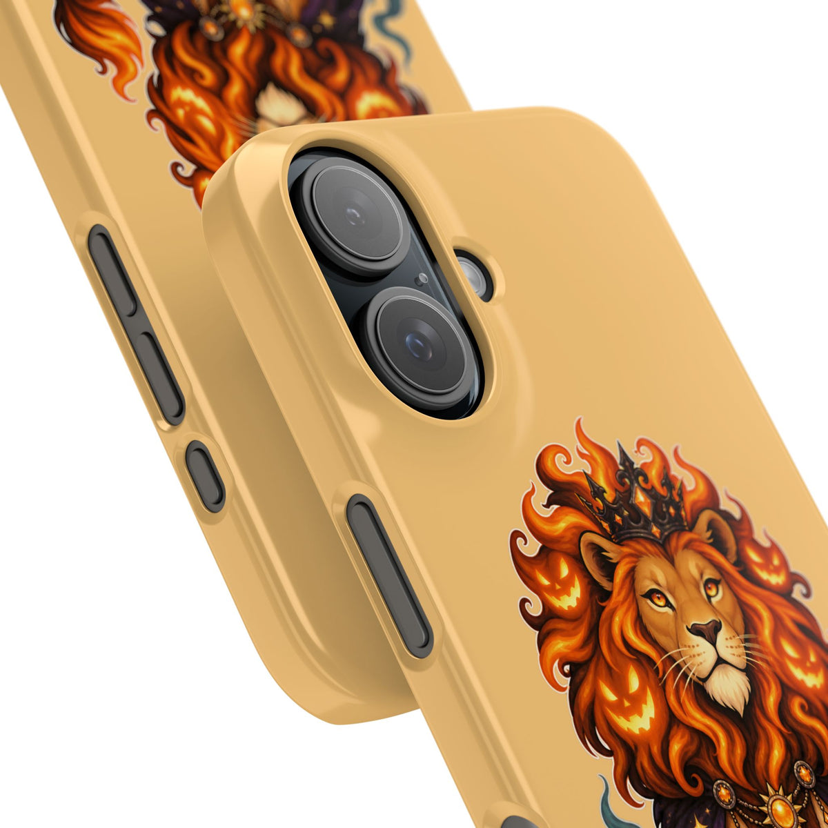 Leo Halloween Slim Phone Case — Regal Lion with Pumpkin & Candles
