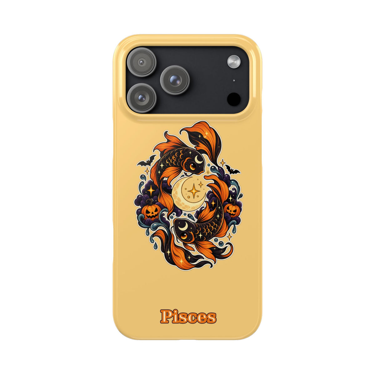Pisces Koi Moon Slim Phone Case — Halloween Zodiac Fish Design