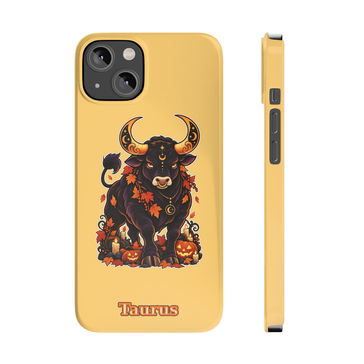Taurus Slim Phone Case — Autumn Halloween Zodiac Bull Design