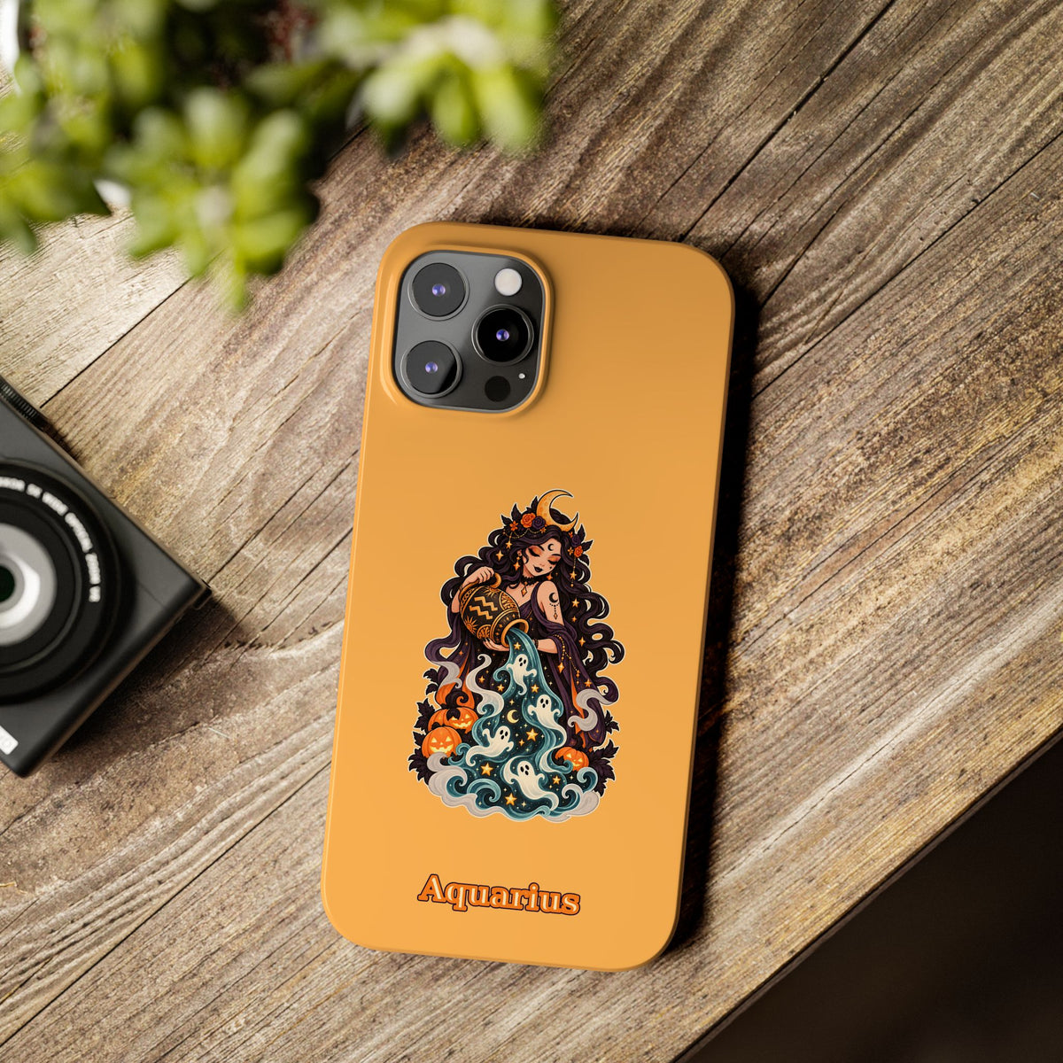 Aquarius Zodiac Slim Phone Case — Water-Bearer Halloween Astrology Design