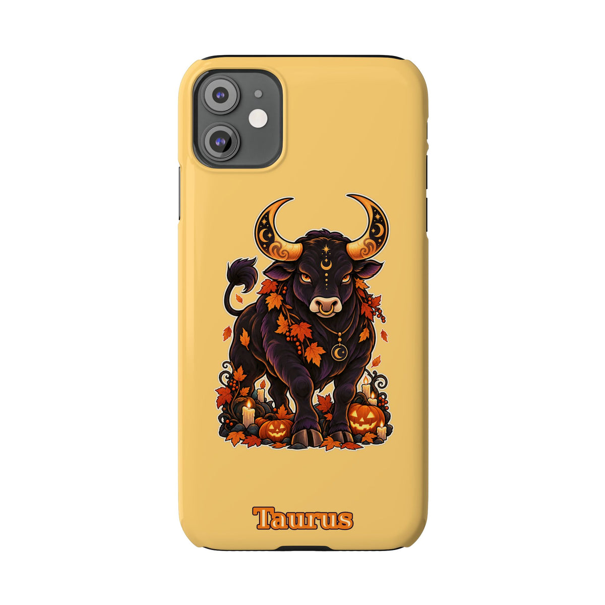 Taurus Slim Phone Case — Autumn Halloween Zodiac Bull Design
