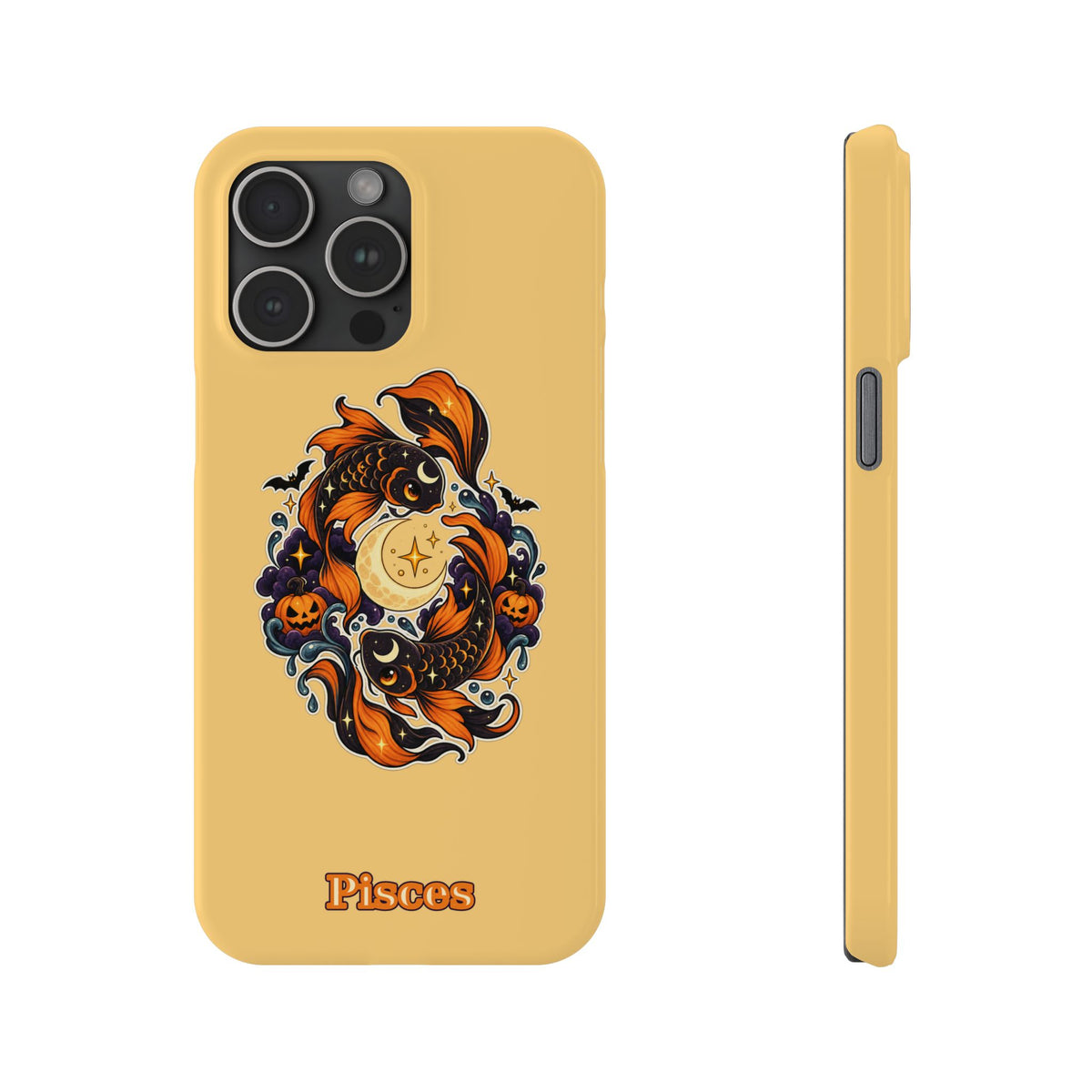 Pisces Koi Moon Slim Phone Case — Halloween Zodiac Fish Design