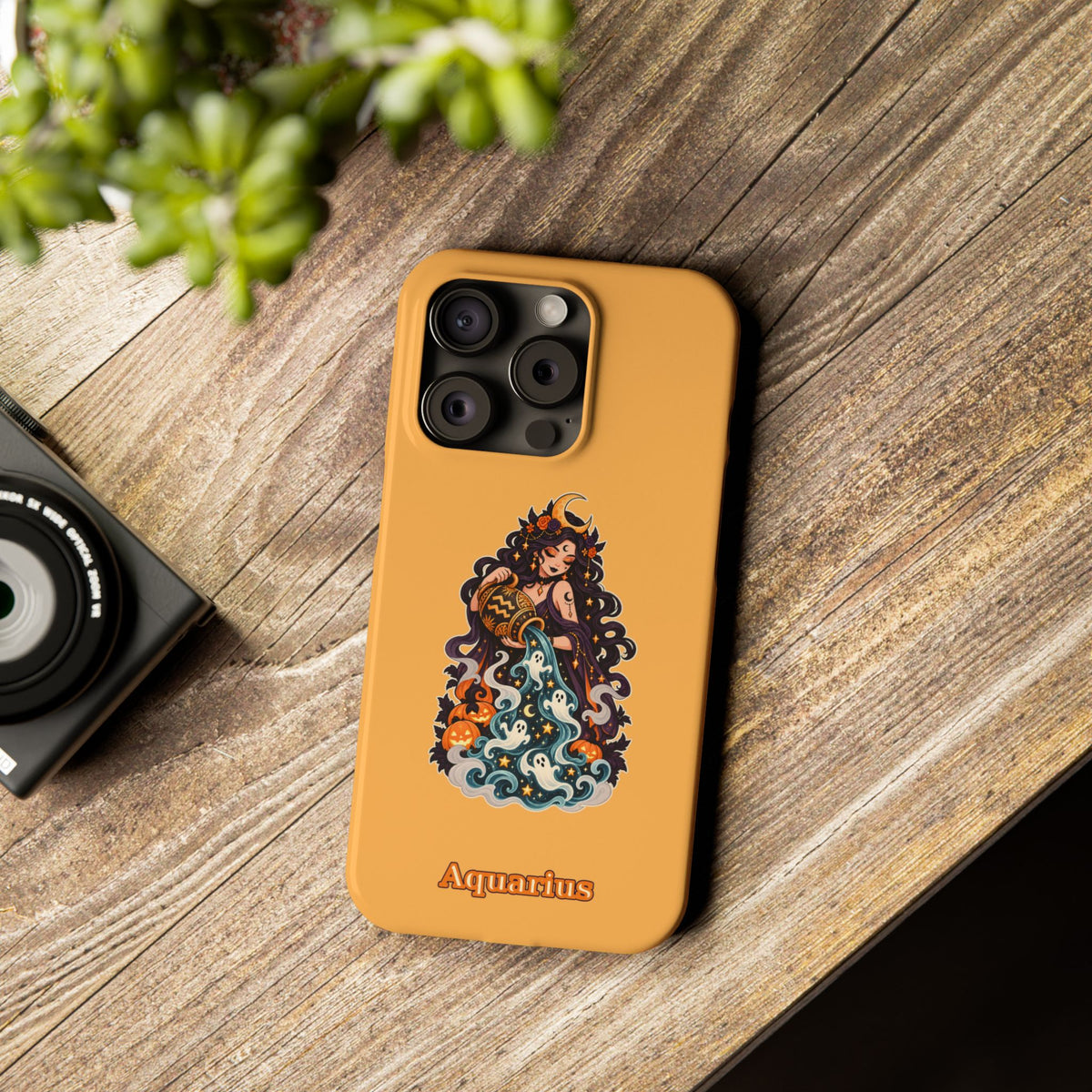 Aquarius Zodiac Slim Phone Case — Water-Bearer Halloween Astrology Design