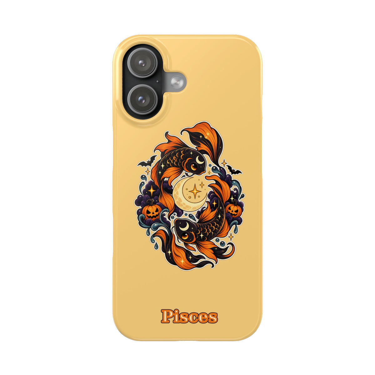 Pisces Koi Moon Slim Phone Case — Halloween Zodiac Fish Design