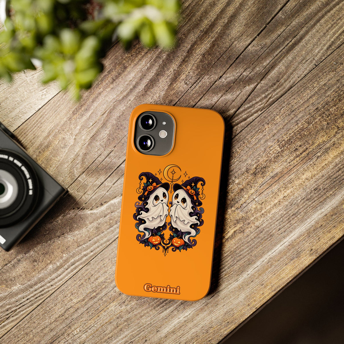 Gemini Halloween Slim Phone Case — Cute Twin Ghost Zodiac Design
