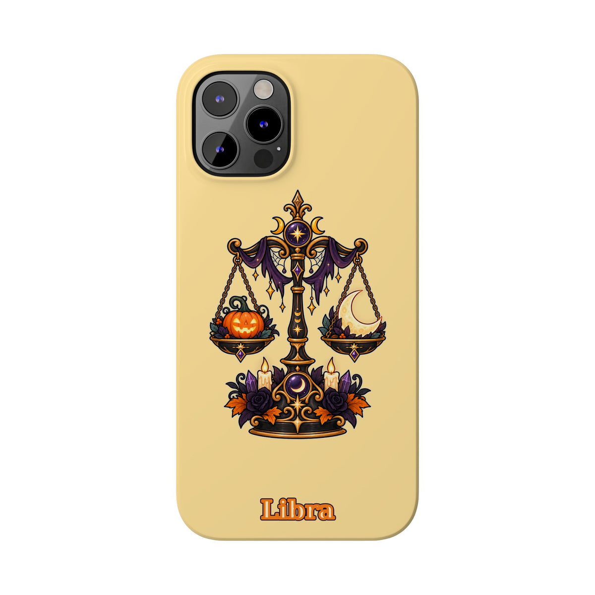 Libra Halloween Slim Phone Case — Pumpkin & Moon Scales Zodiac Design