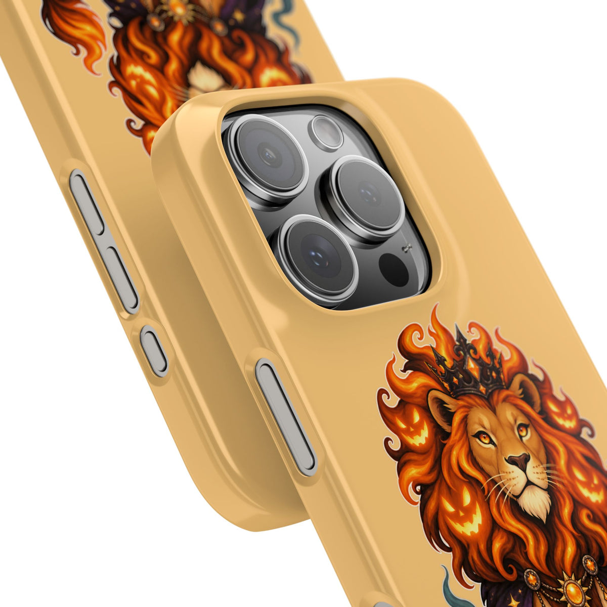 Leo Halloween Slim Phone Case — Regal Lion with Pumpkin & Candles