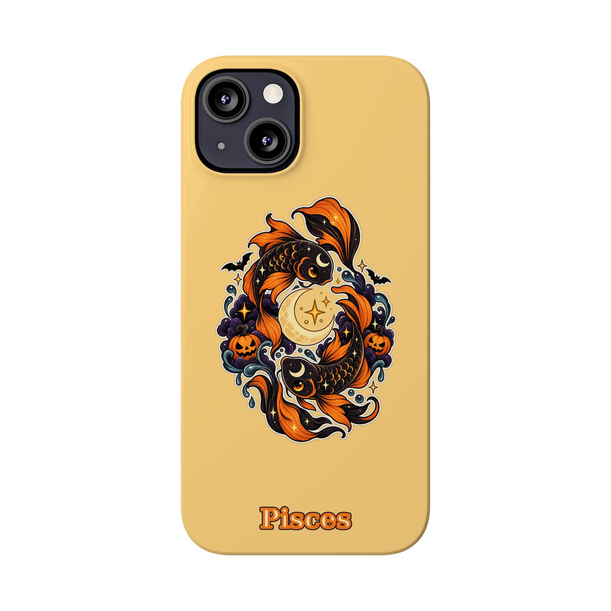 Pisces Koi Moon Slim Phone Case — Halloween Zodiac Fish Design