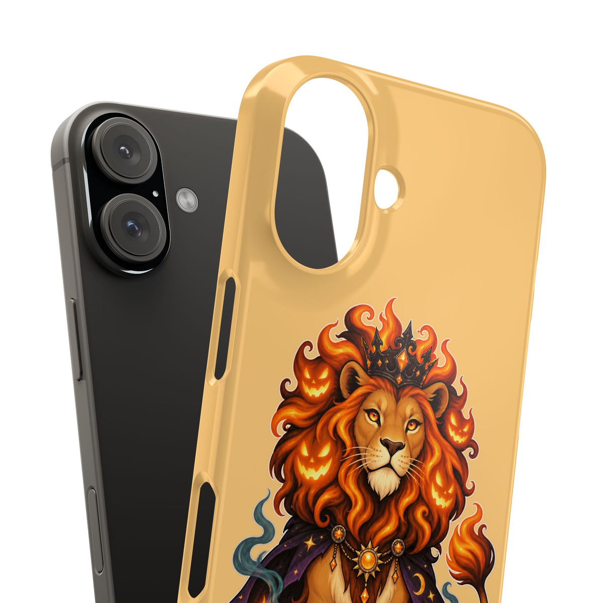 Leo Halloween Slim Phone Case — Regal Lion with Pumpkin & Candles