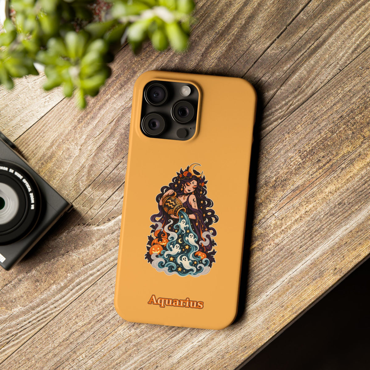 Aquarius Zodiac Slim Phone Case — Water-Bearer Halloween Astrology Design