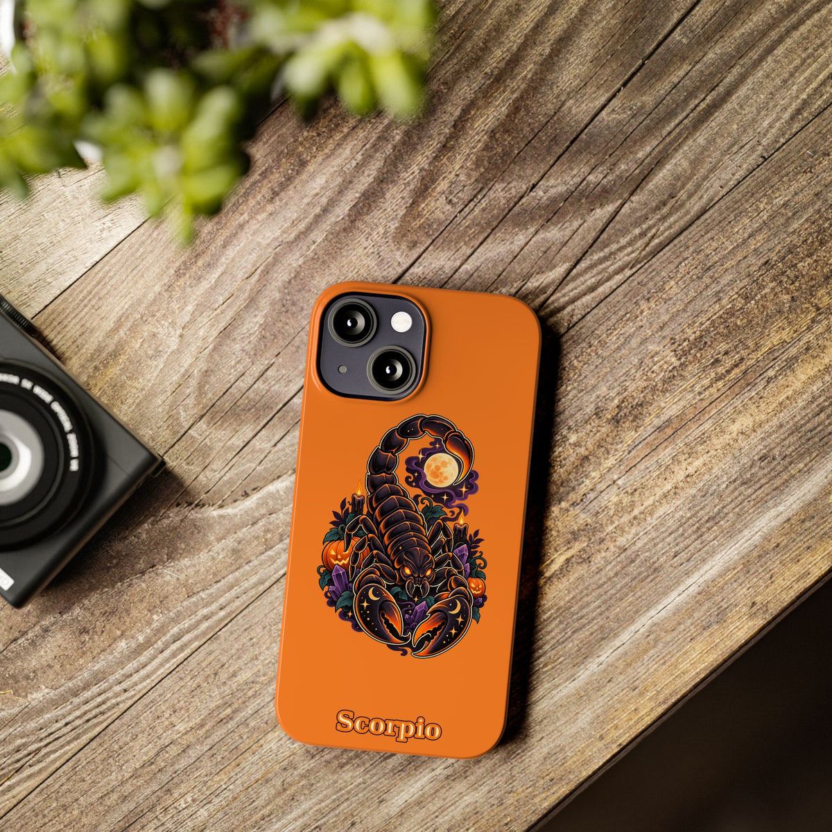 Scorpio Slim Phone Case — Halloween Orange Zodiac Scorpion Design