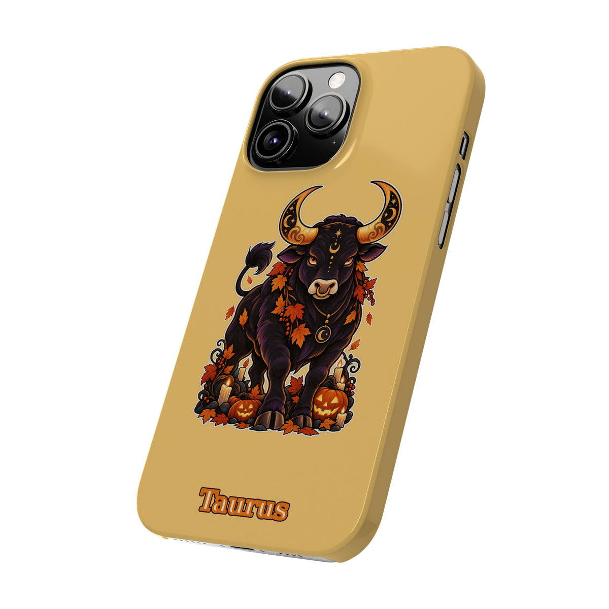 Taurus Slim Phone Case — Autumn Halloween Zodiac Bull Design
