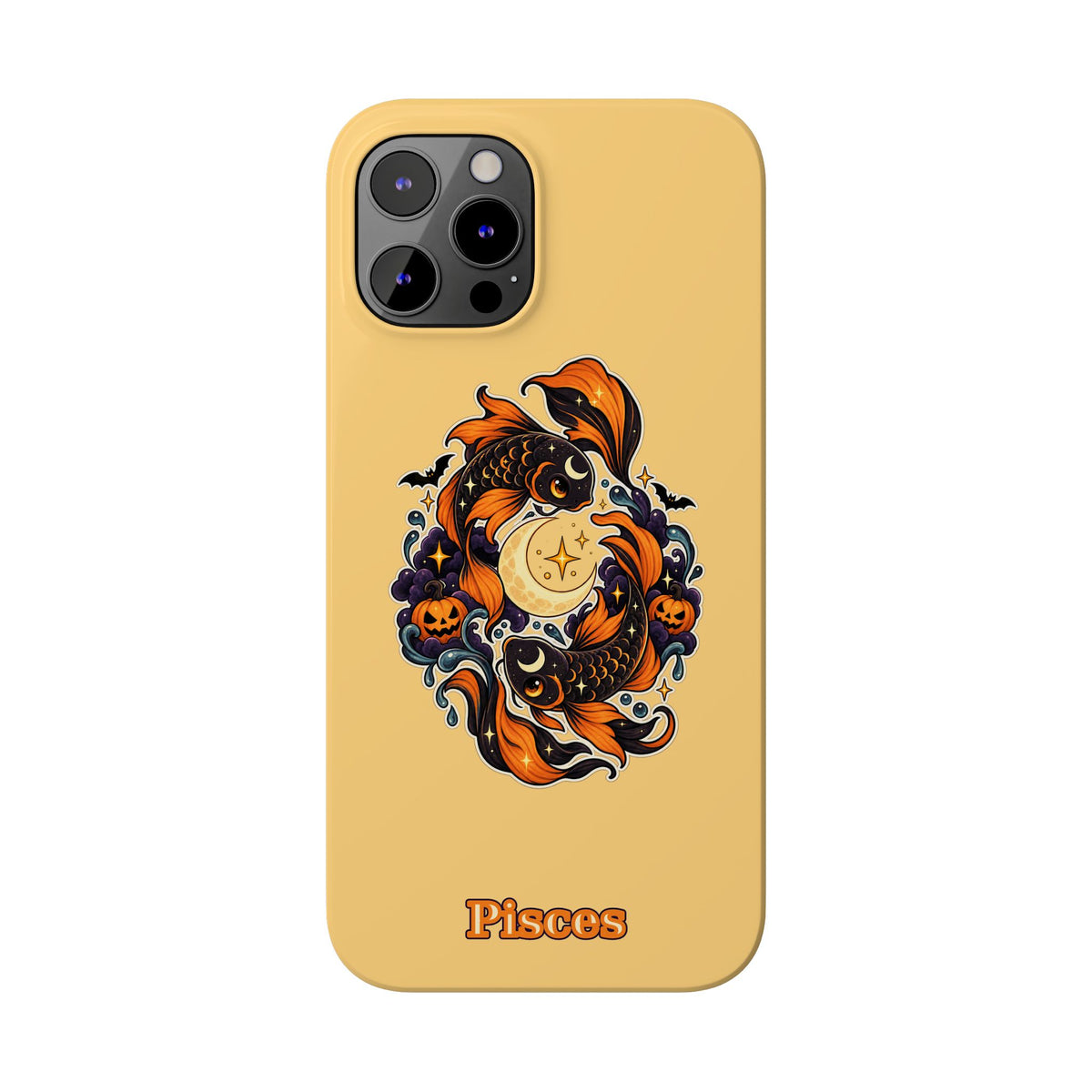 Pisces Koi Moon Slim Phone Case — Halloween Zodiac Fish Design